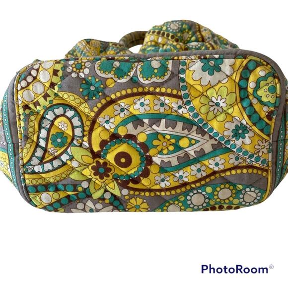 Vera Bradley Lemon Parfait Quilted Drawstring Bag Paisley Double Handle - Picture 4 of 6